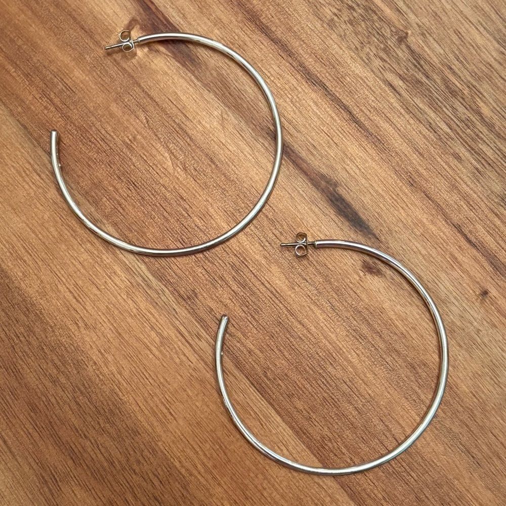 J.Crew | Oversized Hoops | Silver Tone | 2.5” Diameter